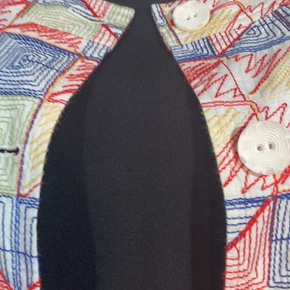 Coldwater Creek Embroidered Cotton Blazer 18W | Colorful Abstract Jacket - Picture 7 of 13